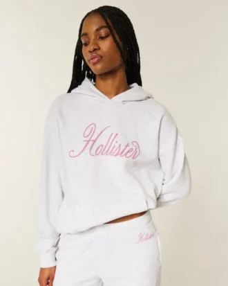 Oversized Sparkle Logo Graphic Hoodie