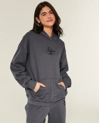 Oversized Sparkle Logo Graphic Hoodie