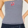 Ribbed Strapless Embroidered Cherry Tube Top Ribbed Strapless Embroidered Cherry Tube Top
