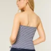 Ribbed Strapless Embroidered Cherry Tube Top Ribbed Strapless Embroidered Cherry Tube Top