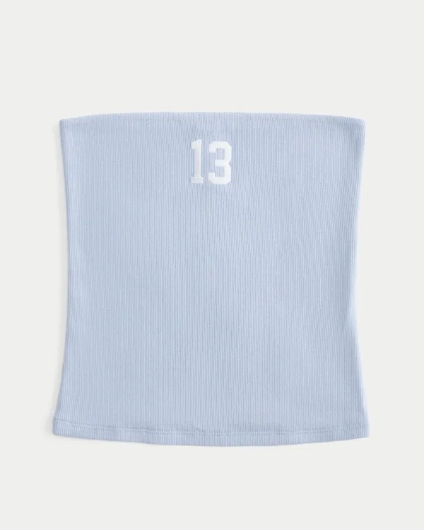 Ribbed Strapless Graphic Tube Top Ribbed Strapless Graphic Tube Top