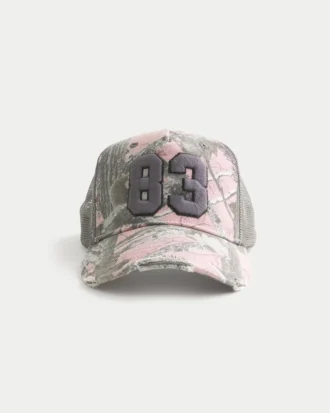 Różowa czapka z daszkiem z nadrukiem Camo Number