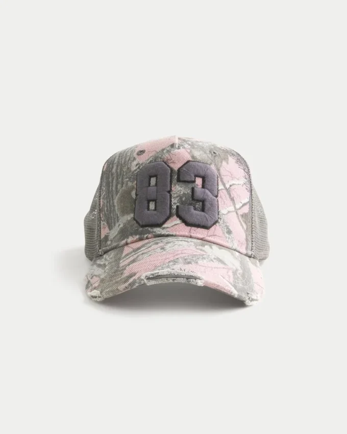 Różowa czapka z daszkiem z nadrukiem Camo Number