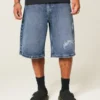 Skorpionowe graficzne super luźne szorty jeansowe Skorpionowe graficzne super luźne szorty jeansowe