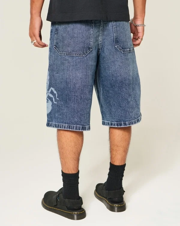 Skorpionowe graficzne super luźne szorty jeansowe Skorpionowe graficzne super luźne szorty jeansowe