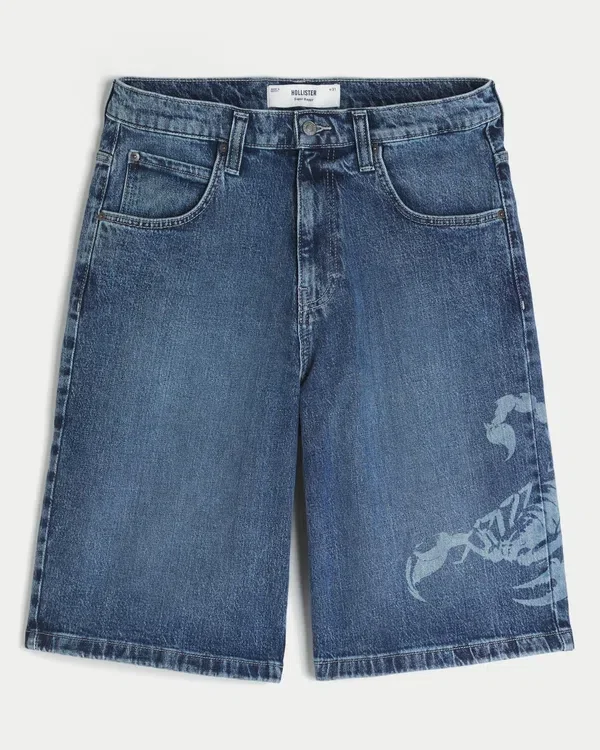 Skorpionowe graficzne super luźne szorty jeansowe Skorpionowe graficzne super luźne szorty jeansowe