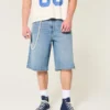 Spodenki jeansowe Super Baggy poniżej kolan, średni odcień