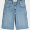 Spodenki jeansowe Super Baggy poniżej kolan, średni odcień