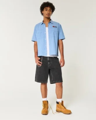 Spodenki jeansowe typu baggy w kolorze czarnym