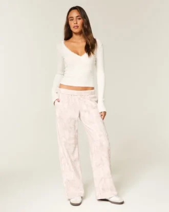 Spodnie dresowe z logo Graphic Pink Camo Wide-Leg