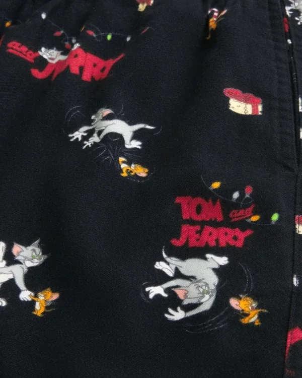 Spodnie piżamowe z flaneli z nadrukiem Tom i Jerry Spodnie piżamowe z flaneli z nadrukiem Tom i Jerry
