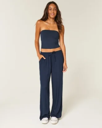 Spodnie typu pull-on z efektem slub