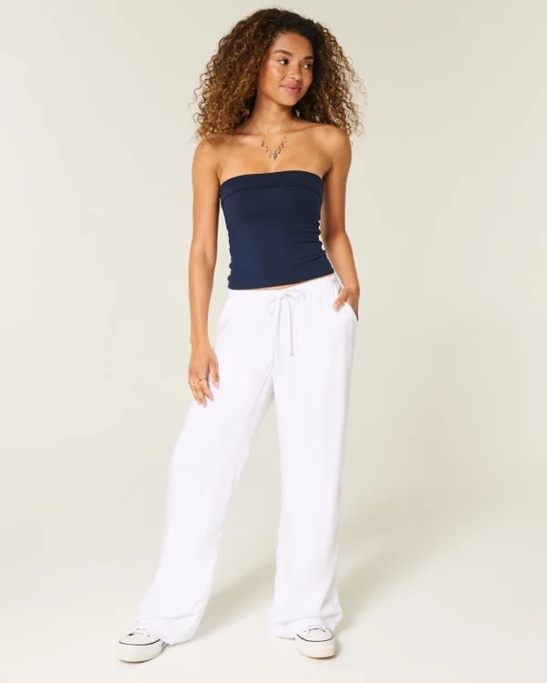Spodnie typu pull-on z efektem slub Spodnie typu pull-on z efektem slub