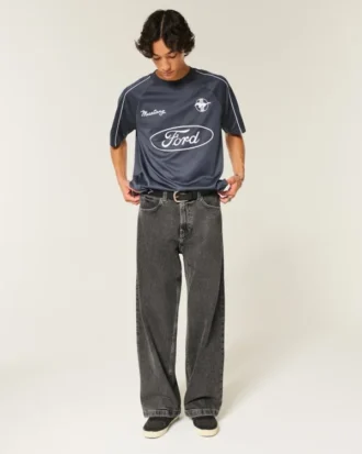Sprane czarne jeansy super baggy
