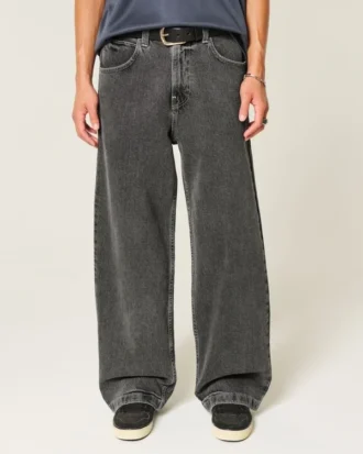 Sprane czarne jeansy super baggy