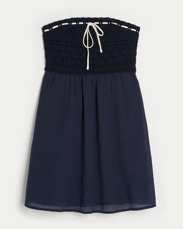 Sukienka mini bez ramiączek w stylu szydełkowym Sukienka mini bez ramiączek w stylu szydełkowym