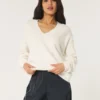Sweter Hollister Comfy Cloud Oversized V-Neck Sweter Hollister Comfy Cloud Oversized V-Neck