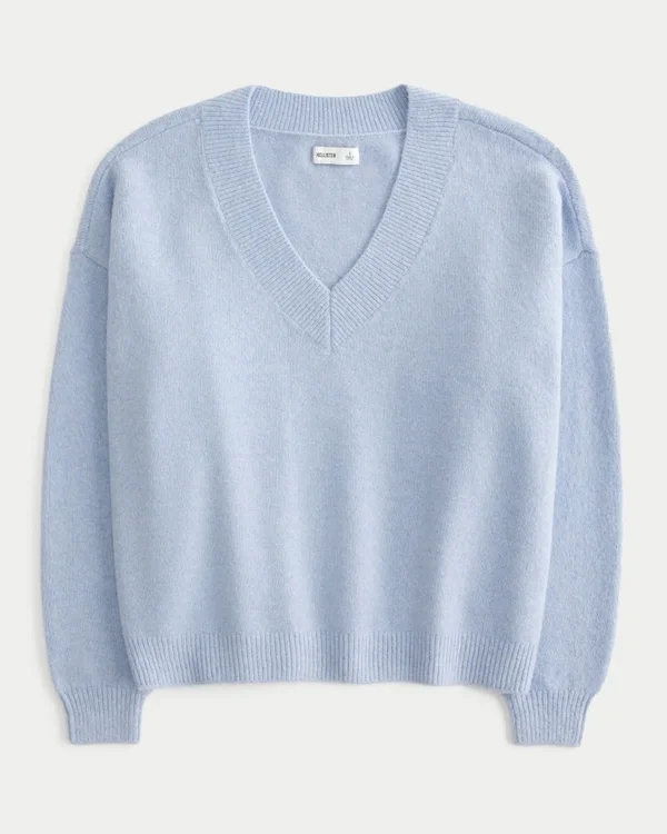 Sweter Hollister Comfy Cloud Oversized V-Neck Sweter Hollister Comfy Cloud Oversized V-Neck