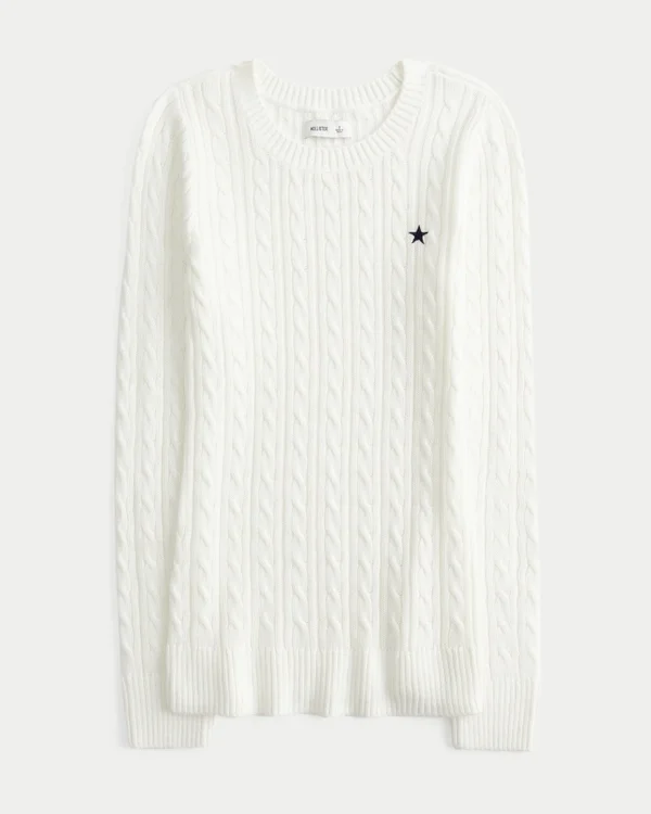 Sweter z dzianiny warkoczowej z gwiazdami Sweter z dzianiny warkoczowej z gwiazdami