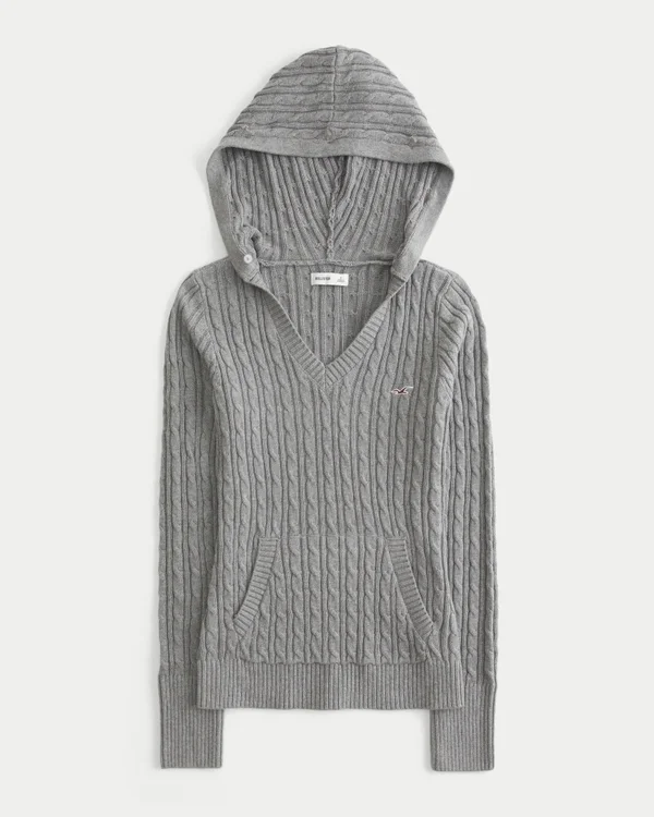 Sweter z kapturem i wykończeniem ze sztucznego futra Sweter z kapturem i wykończeniem ze sztucznego futra
