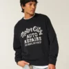 Sweter z nadrukiem Boxy Motor City Auto Repairs Sweter z nadrukiem Boxy Motor City Auto Repairs