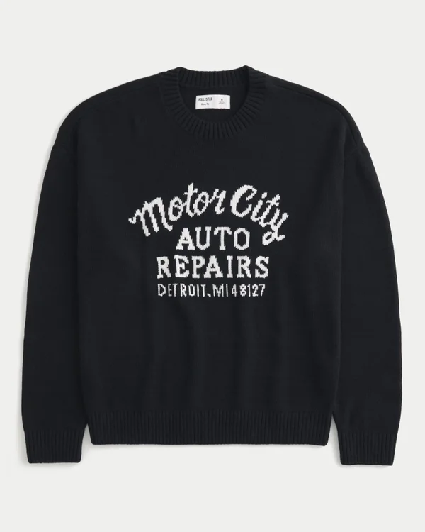Sweter z nadrukiem Boxy Motor City Auto Repairs Sweter z nadrukiem Boxy Motor City Auto Repairs