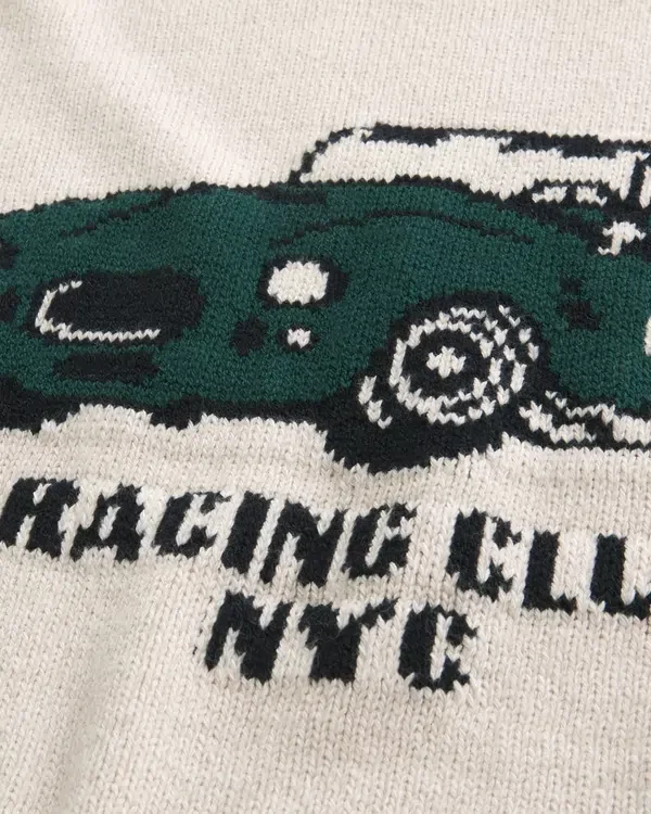 Sweter z nadrukiem Boxy Racing Graphic Crew Sweter z nadrukiem Boxy Racing Graphic Crew