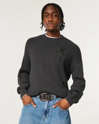 Sweter z nadrukiem Boxy Rose