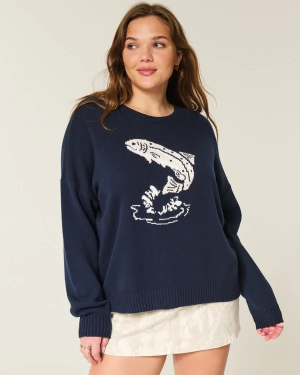 Sweter z nadrukiem Easy Jumping Fish Sweter z nadrukiem Easy Jumping Fish