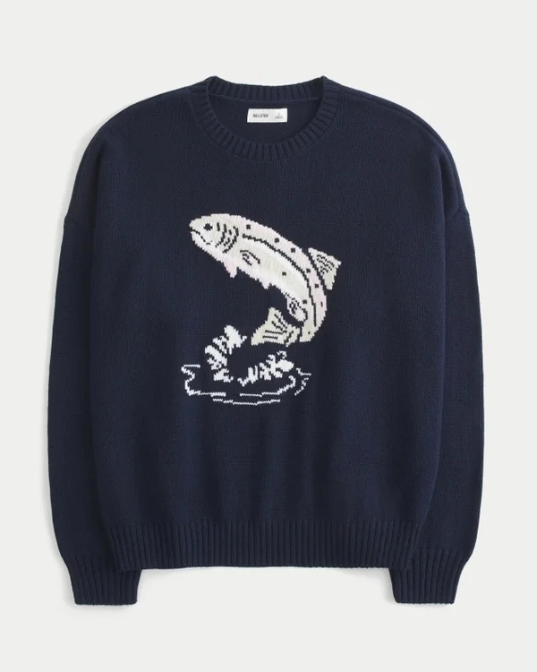 Sweter z nadrukiem Easy Jumping Fish Sweter z nadrukiem Easy Jumping Fish