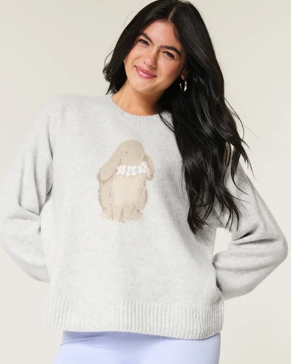 Sweter z nadrukiem króliczka Hollister Comfy Cloud Sweter z nadrukiem króliczka Hollister Comfy Cloud