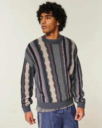 Sweter z okrągłym dekoltem w paski