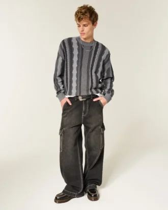 Sweter z okrągłym dekoltem w paski