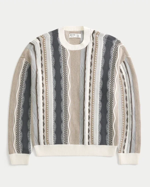 Sweter z okrągłym dekoltem w paski Sweter z okrągłym dekoltem w paski