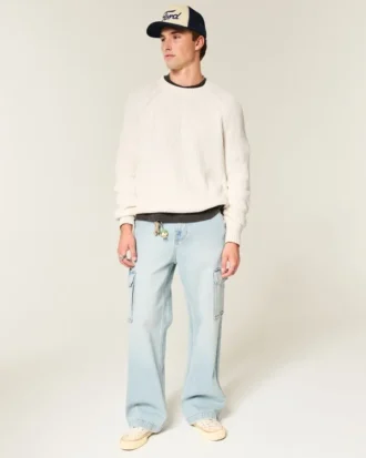 Sweter z pranym dekoltem w serek