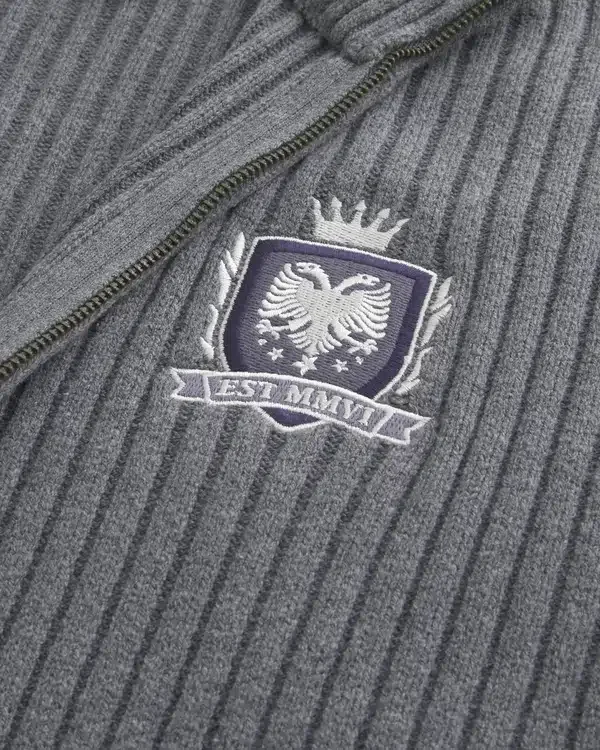 Swobodny sweter z grafiką i zamkiem błyskawicznym Swobodny sweter z grafiką i zamkiem błyskawicznym