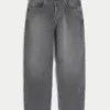 Szare jeansy skater baggy z haftem i ćwiekami Szare jeansy skater baggy z haftem i ćwiekami