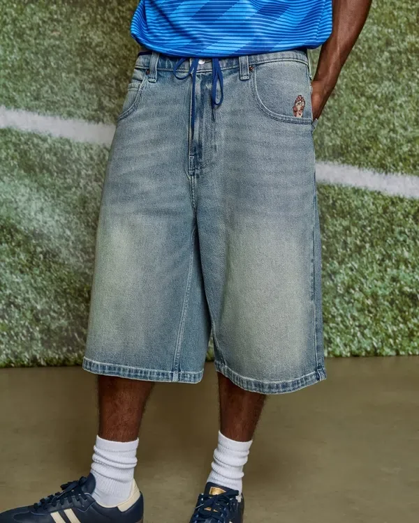 Szorty dżinsowe Taz Graphic Medium Wash Super Baggy Szorty dżinsowe Taz Graphic Medium Wash Super Baggy