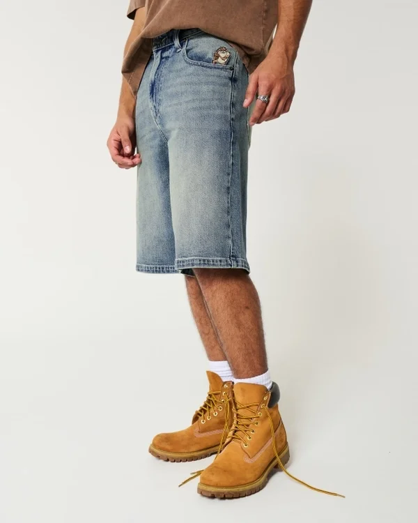 Szorty dżinsowe Taz Graphic Medium Wash Super Baggy Szorty dżinsowe Taz Graphic Medium Wash Super Baggy