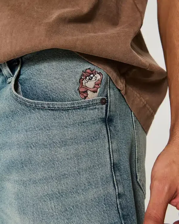 Szorty dżinsowe Taz Graphic Medium Wash Super Baggy Szorty dżinsowe Taz Graphic Medium Wash Super Baggy