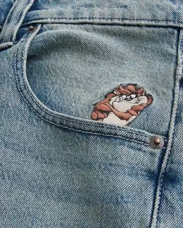 Szorty dżinsowe Taz Graphic Medium Wash Super Baggy Szorty dżinsowe Taz Graphic Medium Wash Super Baggy
