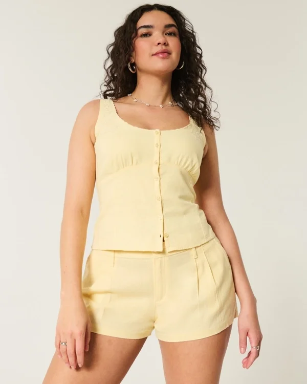 Szorty Hollister Livvy z mieszanki lnu z niskim stanem Szorty Hollister Livvy z mieszanki lnu z niskim stanem