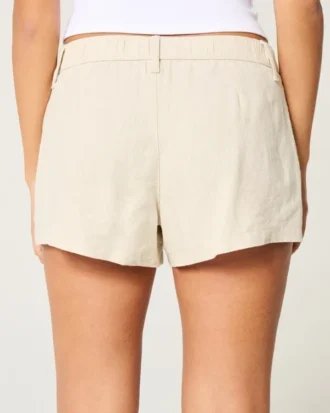 Szorty Hollister Livvy z mieszanki lnu, z niskim stanem, 3″