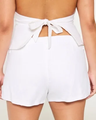 Szorty Hollister Livvy z mieszanki lnu, z niskim stanem, 3″
