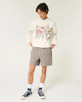 Szorty z mieszanki lnu sięgające do połowy uda
