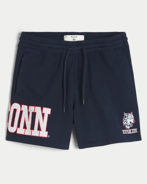 Szorty z polaru do połowy uda z grafiką UConn Huskies Szorty z polaru do połowy uda z grafiką UConn Huskies