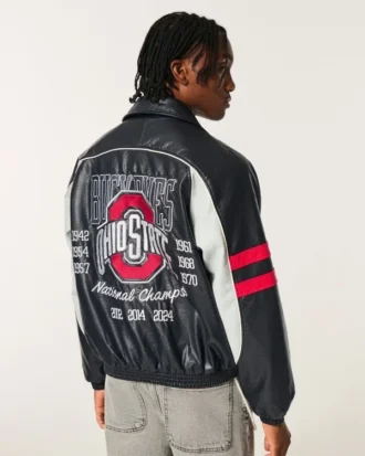 Sztuczna skóra Kurtka z grafiką Ohio State University Buckeyes