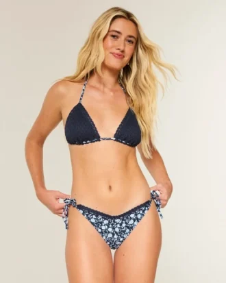 Szydełkowa lamówka Boczne wiązanie Figi bikini typu cheeky
