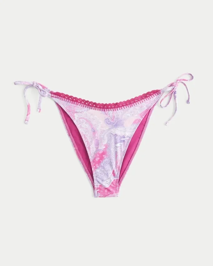 Szydełkowa lamówka Boczne wiązanie Figi bikini typu cheeky