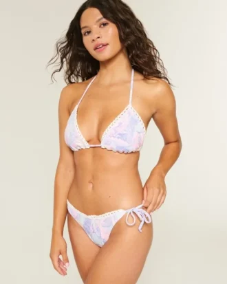 Szydełkowa lamówka Boczne wiązanie Figi bikini typu cheeky